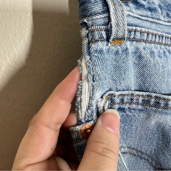 RE/DONE Levi’s USA Women’s High Rise Button Fly Denim Distressed Jeans Size 24 - Picture 14 of 16